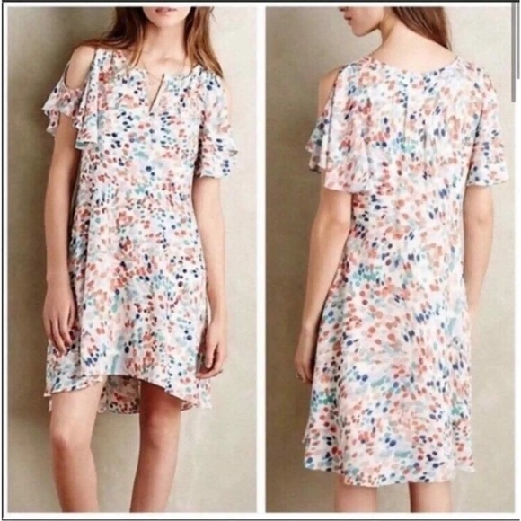 Maeve Anthropologie Watercolor Dot Shift lined Dress XS - Picture 2 of 11